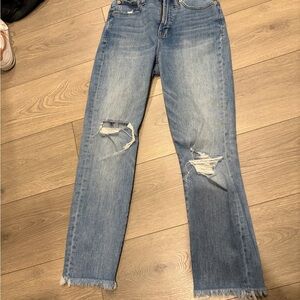 Madewell Straight Leg Distressed Blue Jeans